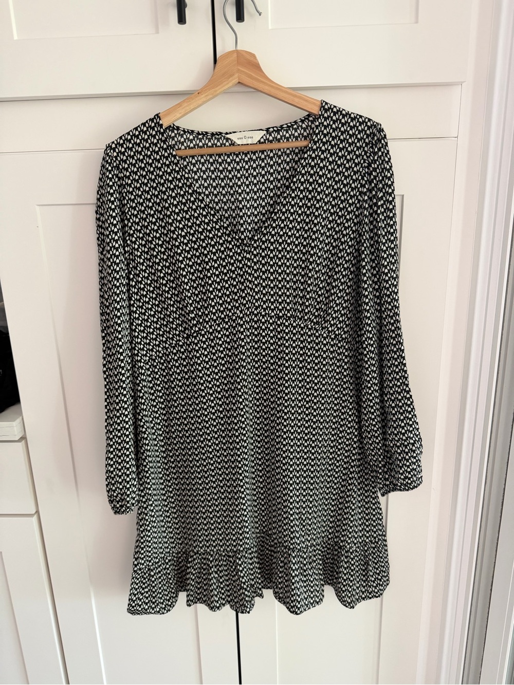 Black & White Patterned Long Sleeve Dress from Spain